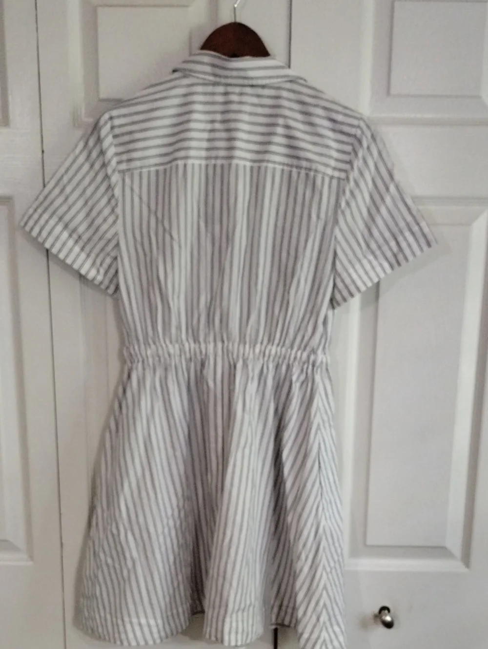 J. Crew Cerise Mini Shirt Dress Blac Stripes Cotton Poplin Size 4